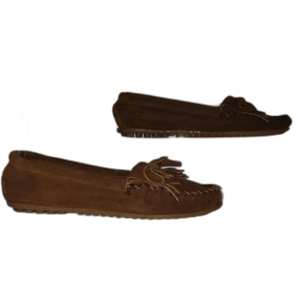 MINNETONKA Brown Suede Moccasins Loafers Shoes Girls Size 7.5
